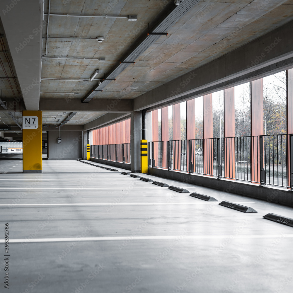Empty underground parking during coronavirus pandemic