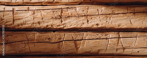 Hand hewn and polished beams. Old good wood. Texture background