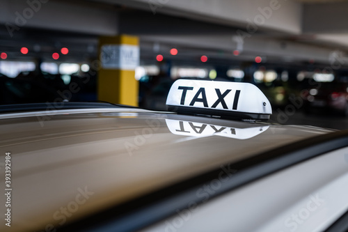 Taxi cab at the underground parking