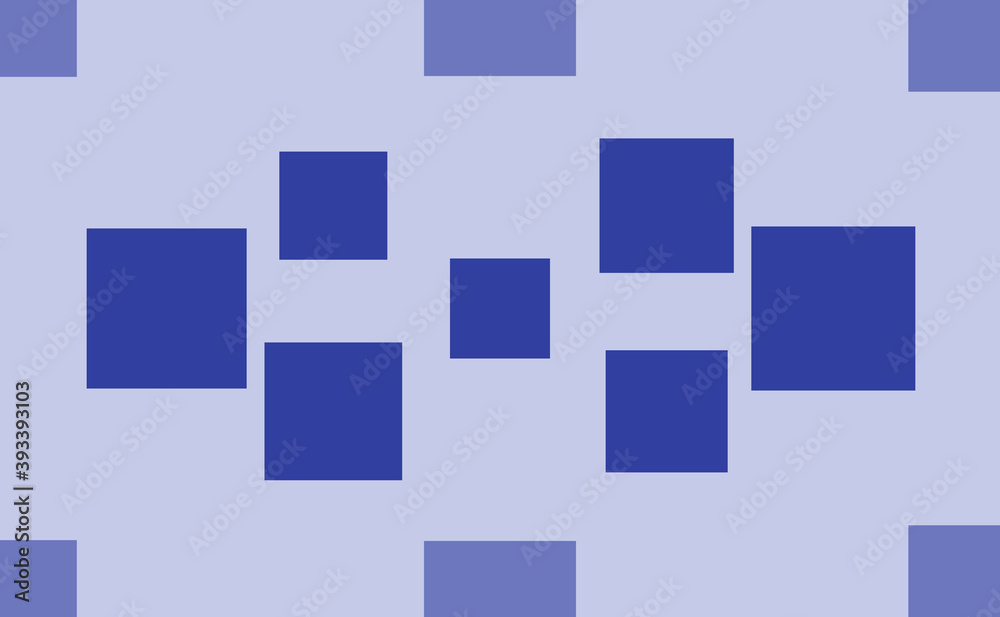 Seamless pattern of large isolated blue rectangles. The pattern is divided by a line of elements of lighter tones. Vector illustration on light blue background