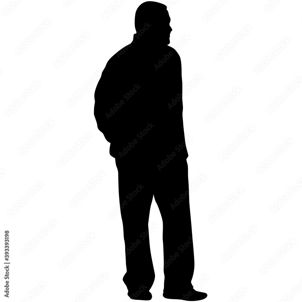 Silhouette of a walking man on a white background