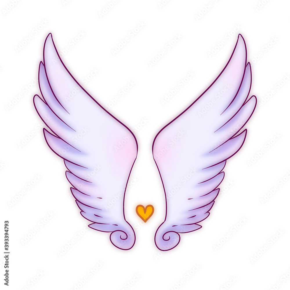 Obraz premium Delicate simple cartoon cupid wings