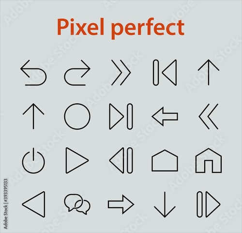 Set of line arrows, directions, arrows, contains icons such as pause, continuation, directly, to the right, Editable stroke. 480x480, On a white background, Vector illustration