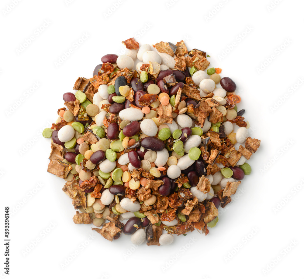 Top view of dry beans and vegetables soup Top view of dry beans and vegetables soup