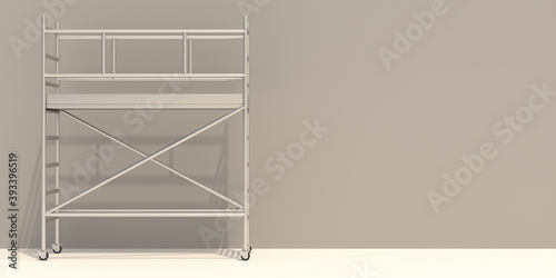 Obraz na plátně Scaffolding tower on beige color wall background. 3d illustration