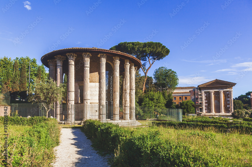 Fototapeta premium Forum Boarium with Temple of Hercules Victor in Rome Italy