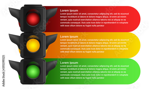 Realistic 3d Detailed Road Traffic Light Banner