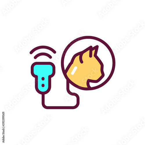 Animal ultrasonic diagnostic system color line icon. Medical and scientific concept. Isolated vector element. Outline pictogram for web page, mobile app, promo.