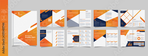  Multipurpose Brochure creative design template with cover, back and inside pages and Trendy minimalist flat geometric design. with vertical a4 format