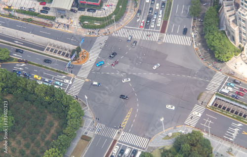 Carrefour à Shanghai, vue aérienne, Chine photo