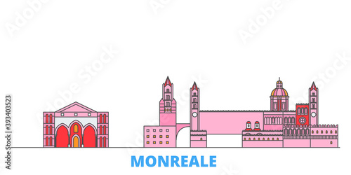Italy, Monreale cityscape line vector. Travel flat city landmark, oultine illustration, line world icons
