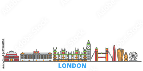 United Kingdom, London cityscape line vector. Travel flat city landmark, oultine illustration, line world icons