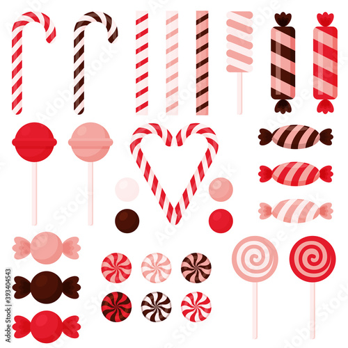 set of candies in flat style. cute sweets