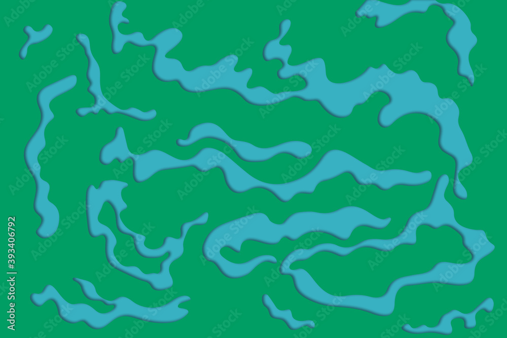 Blue and green paper cut out, abstract water background 