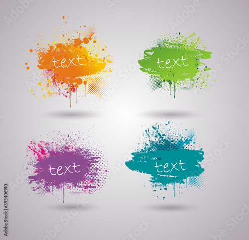 Vector set of bright ink blots with place for your text.