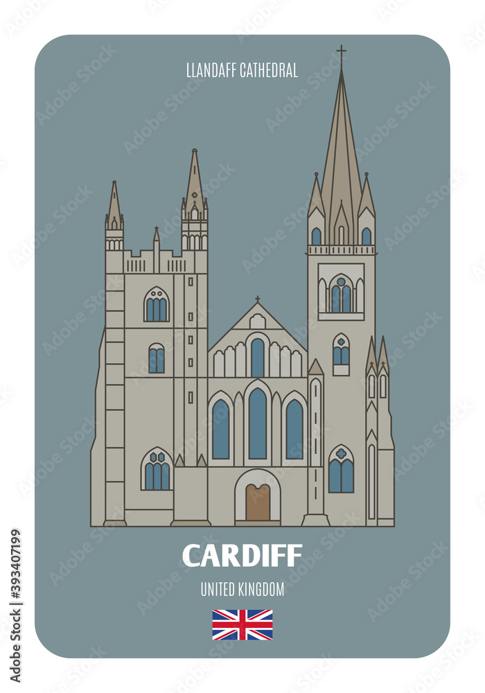 Llandaff Cathedral in Cardiff, UK. Architectural symbols of European cities