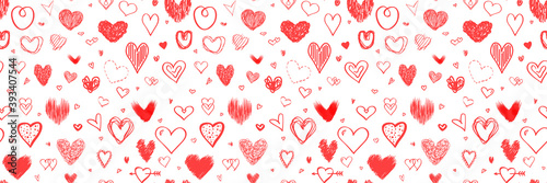 Holiday background with abstract hearts. Seamless light pattern. Valentine's day
