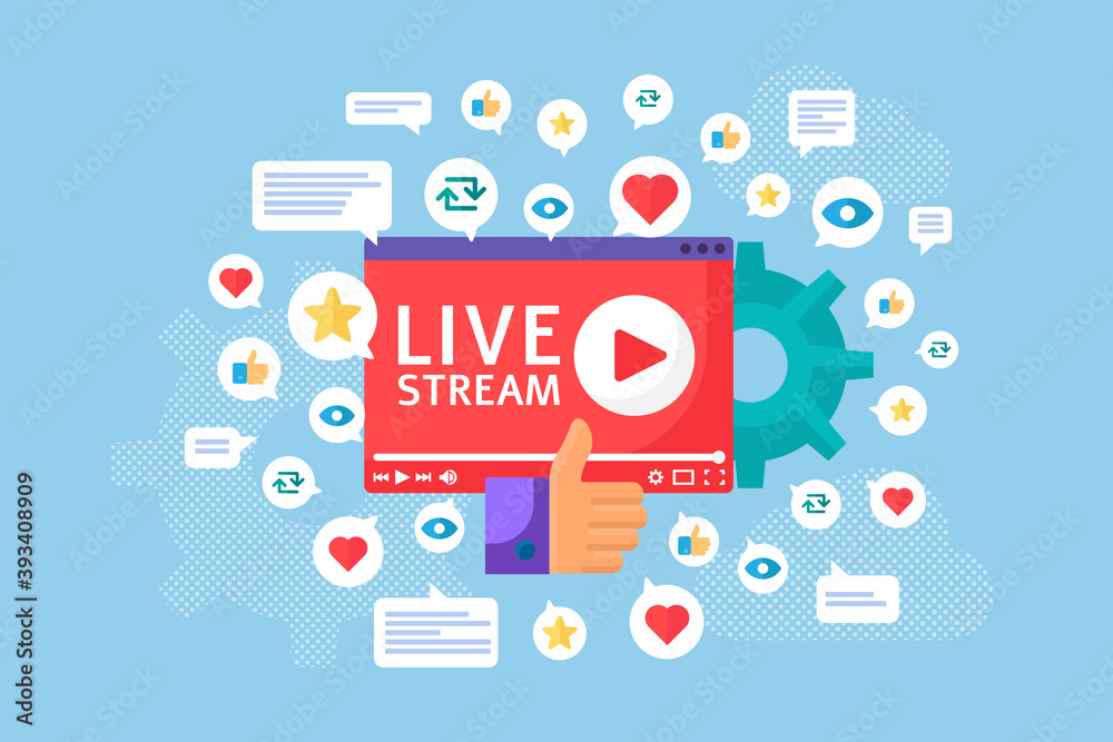 Live stream launch concept illustration Live stream launch concept illustration