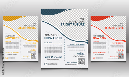 Trendy Education Flyer Design Template with Red, Blue and Yellow