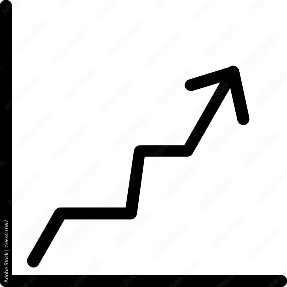 Line graph with ascending arrow, line vector icon
Line graph with ascending arrow, line vector icon