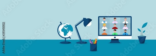 computer, videoconferenza, conferenza, social network