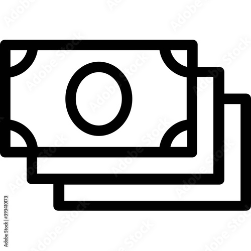 
A stack of paper money, cash amount line vector icon 
