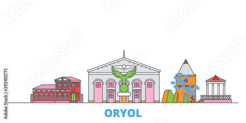 Russia, Oryol cityscape line vector. Travel flat city landmark, oultine illustration, line world icons