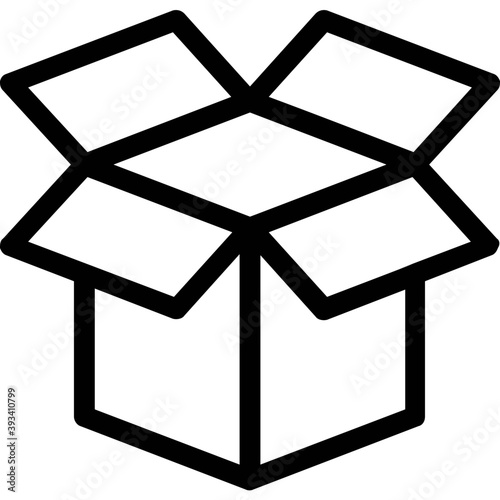 
A simple line icon of an empty cardboard box 
