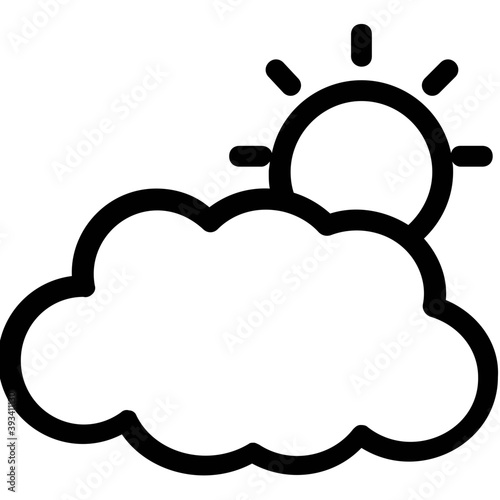 
Sun and cloud showing pleasant weather, line vector icon 
