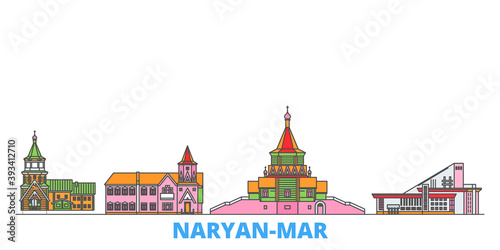 Russia, Naryan Mar cityscape line vector. Travel flat city landmark, oultine illustration, line world icons photo
