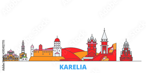 Russia, Karelia cityscape line vector. Travel flat city landmark, oultine illustration, line world icons