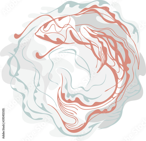 abstract image of fish in the sea waves