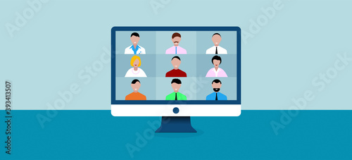 computer, videoconferenza, conferenza, social network