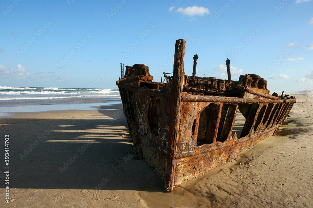 Shipwreck on the western beach of Fraser Island, Queensland, Australia