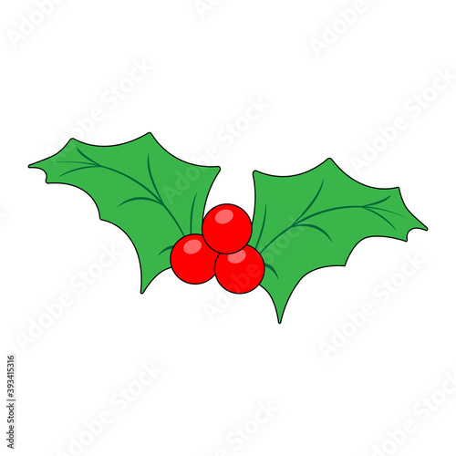 Simple illustration of Christmas holly berry icon for Christmas holiday