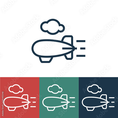 Linear vector icon with airship