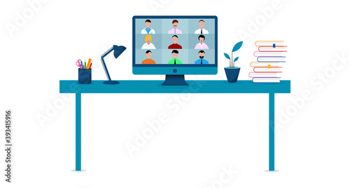 computer, videoconferenza, conferenza, social network