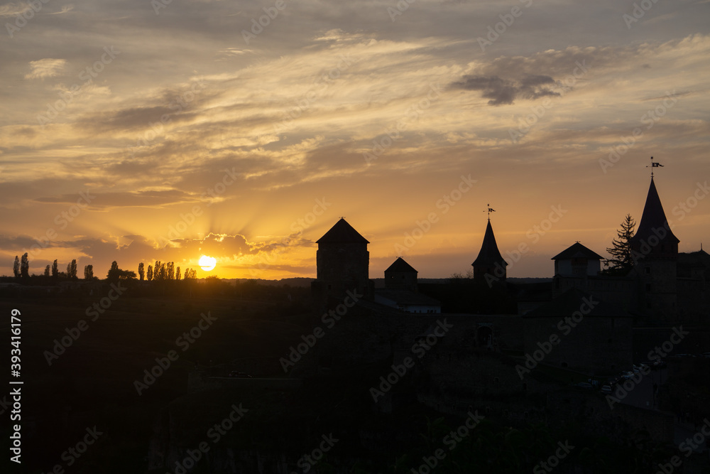 Sunset over the Kamianets-Podilskyi Castle, Ukraine