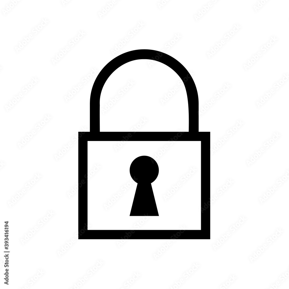 Padlock symbol icon on a white background Padlock symbol icon on a white background