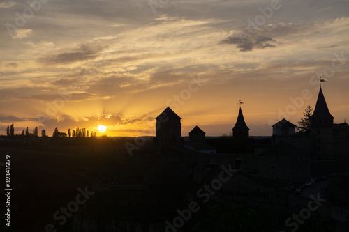 Sunset over the Kamianets-Podilskyi Castle  Ukraine