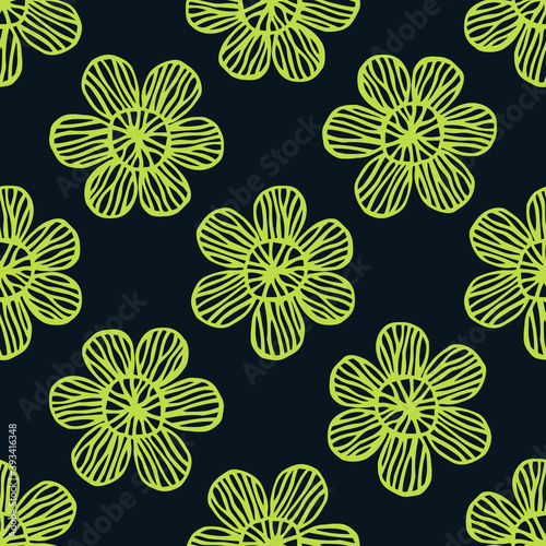 Seamless bright pattern from decorative flowers. Vector stock illustration eps10.