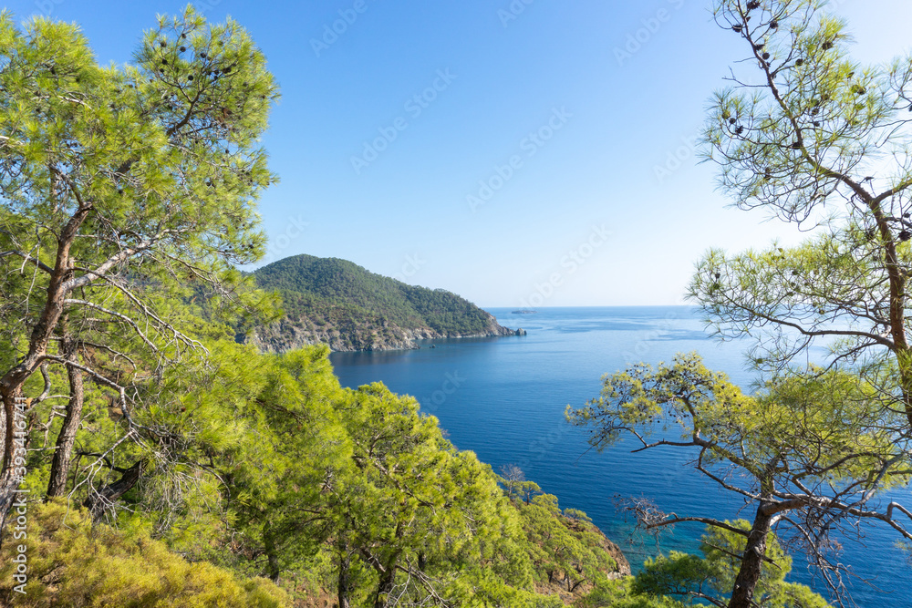 Mediterranean seascape in Turkey. View of a small bay near the Tekirova village, District of Kemer, Antalya Province.