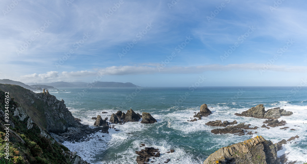 Obraz premium view of the wild Galician coast and cliffs at Loiba