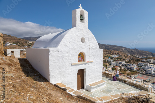 View of the Saint Eleftherios Church, Ios, Greece.