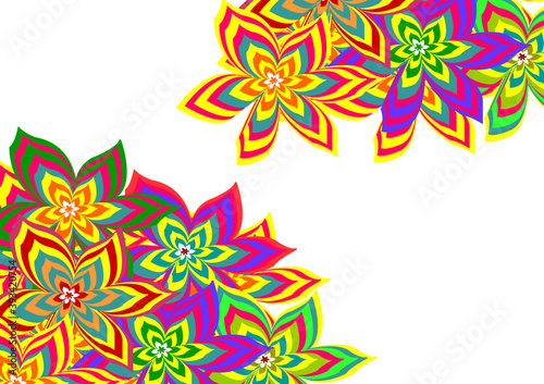 Beautifull frame background made of fun colorful flower shape pattern for decoration