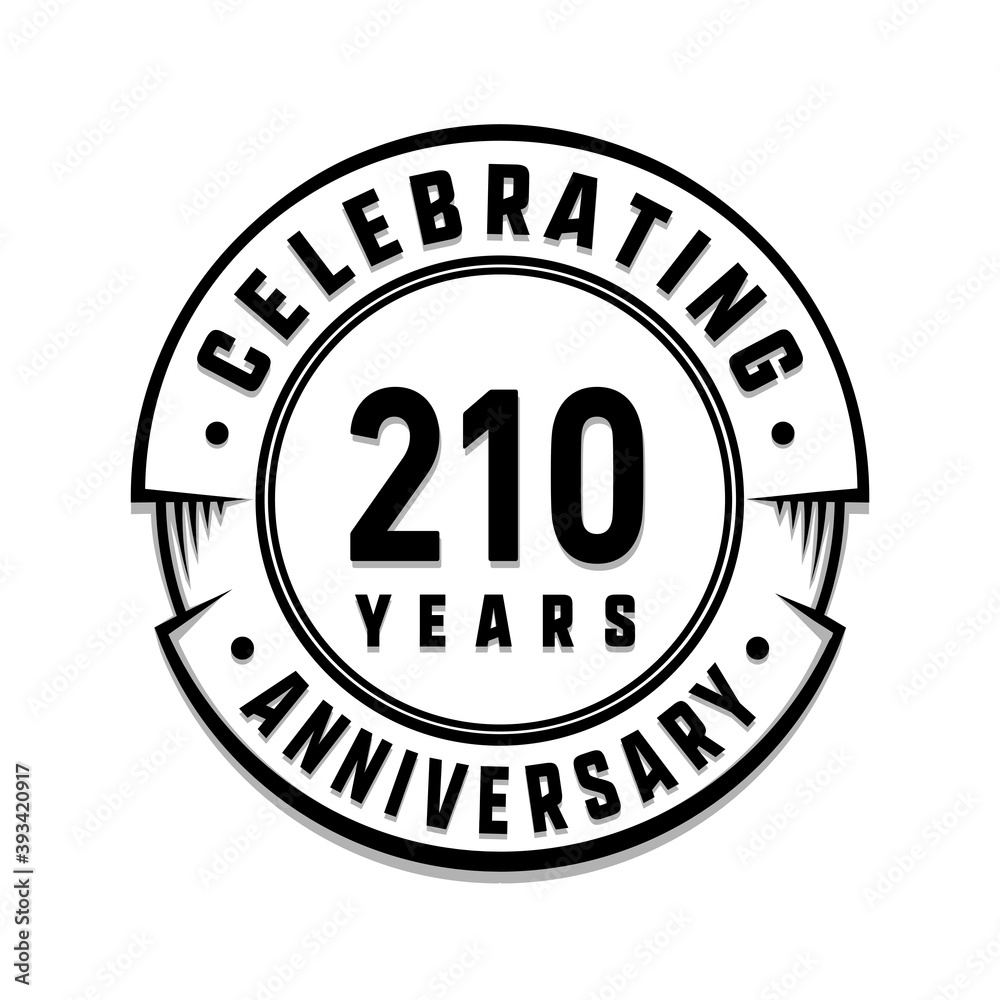 210 years anniversary logo template. Vector and illustration.