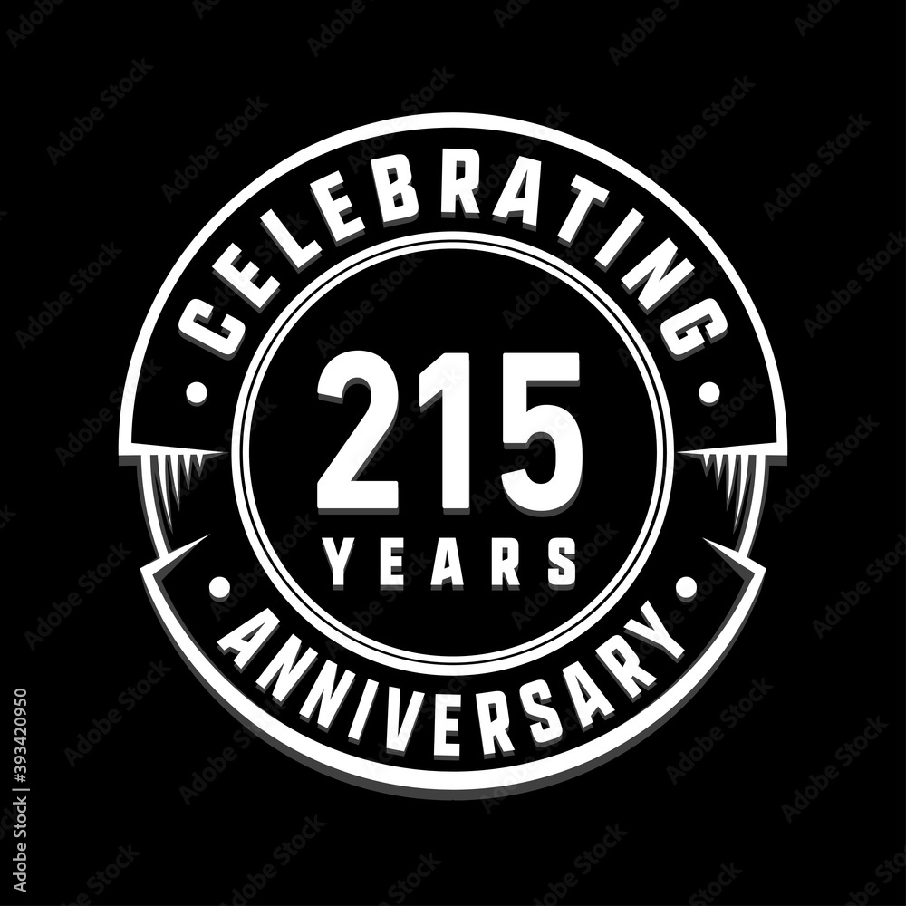 215 years anniversary logo template. Vector and illustration.