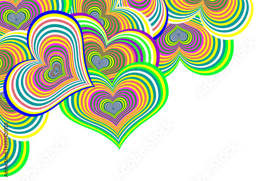 Beautifull frame background made of fun colorful heart shape pattern for decoration