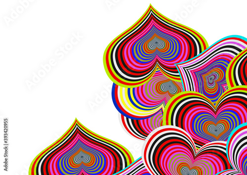 Beautifull frame background made of fun colorful heart shape pattern for decoration