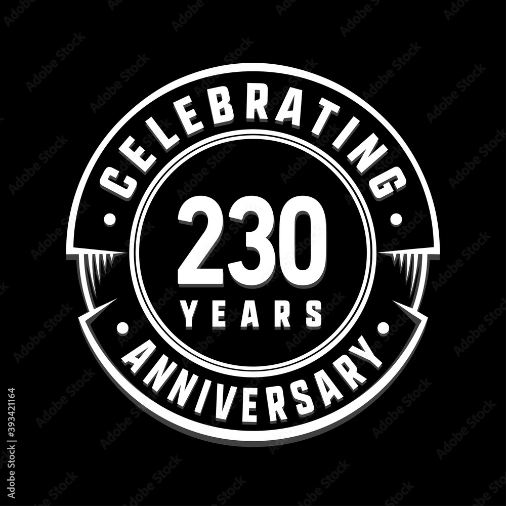 230 years anniversary logo template. Vector and illustration.
